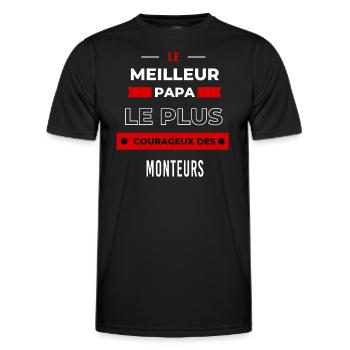 Le meilleur papa, le plus courageux des Monteurs - T-shirt sport Homme - noir - Devant - AI Model Male 178 dark (178cm)
