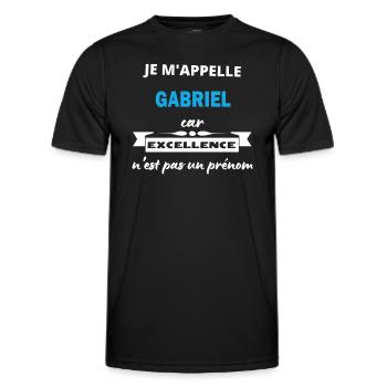 Je m'appelle excellence Gabriel - T-shirt sport Homme - noir - Devant - AI Model Male 178 dark (178cm)