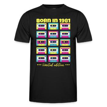 Born in 1981 Classic cassette tape original gift - Men's Functional T-Shirt - black - Front - AI Model Male 178 dark (178cm)