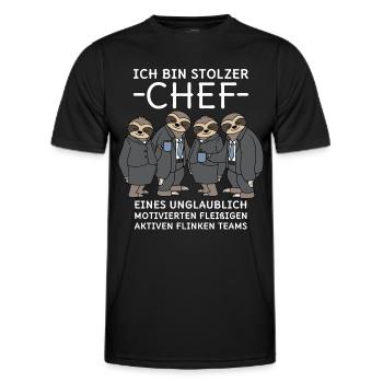 Unglaublich fleißiges Team Faultiere Stolzer Chef - Männer Funktions-T-Shirt - Schwarz - Vorne - AI Model Male 178 dark (178cm)