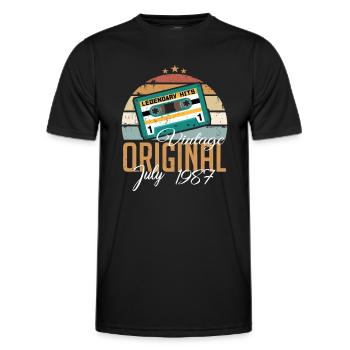 Juillet 1987 Millésime Anniversaire Juillet 1987 - T-shirt sport Homme - noir - Devant - AI Model Male 178 dark (178cm)