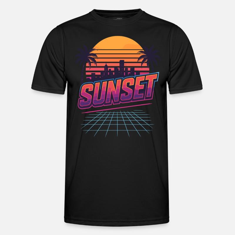 Retro Sunset - 80s Style Men's Functional T-Shirt