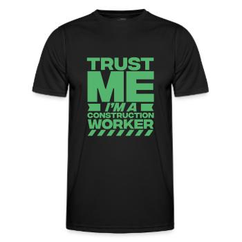 Construction Work Construction Workers Construction worker Construction worker - Men's Functional T-Shirt - black - Front - AI Model Male 178 dark (178cm)