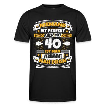 Lustiger Spruch 40. Geburtstag - Männer Funktions-T-Shirt - Schwarz - Vorne - AI Model Male 178 dark (178cm)