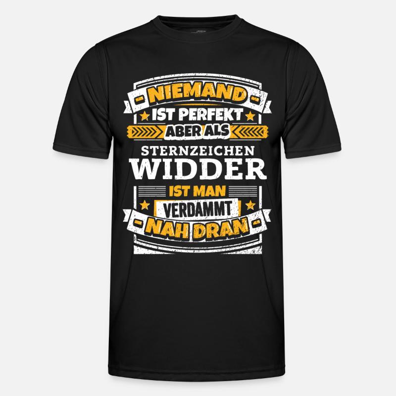 Lustiger Sternzeichen Widder Spruch - Männer Funktions-T-Shirt - Schwarz