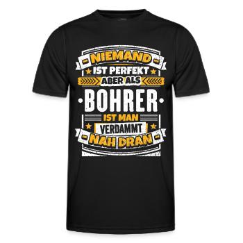 Lustiger Spruch Bohrer - Männer Funktions-T-Shirt - Schwarz - Vorne - AI Model Male 178 dark (178cm)