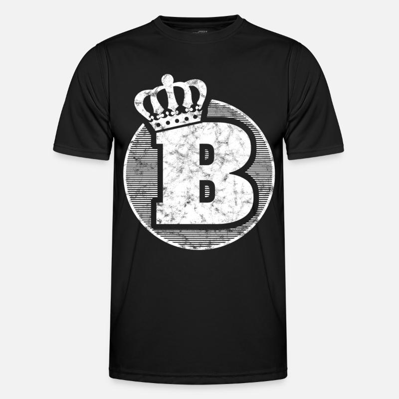 Stylischer Buchstabe B mit Krone - Männer Funktions-T-Shirt - Schwarz