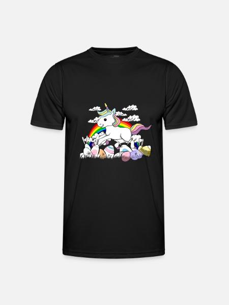 Unicorn easter bunny Easter eggs - Men's Functional T-Shirt - black