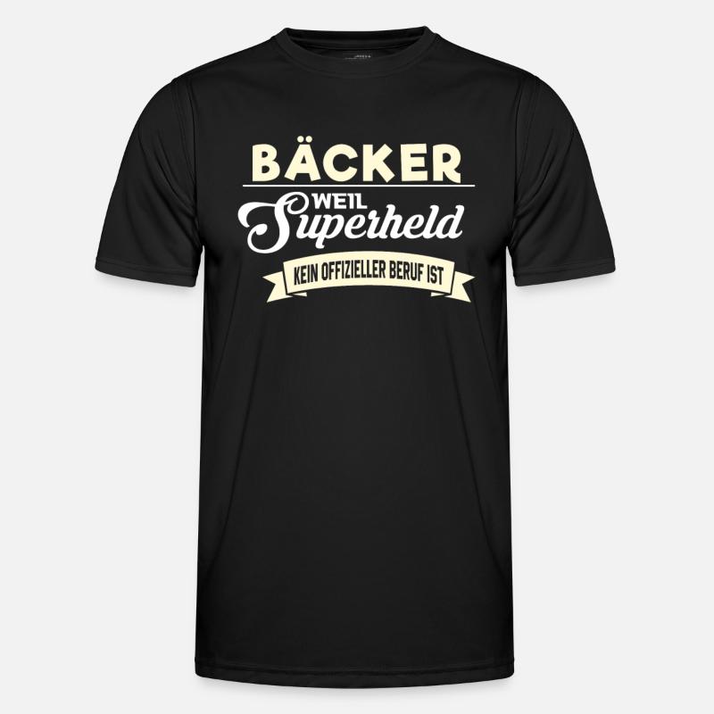 Superheld Beruf Bäcker - Männer Funktions-T-Shirt - Schwarz