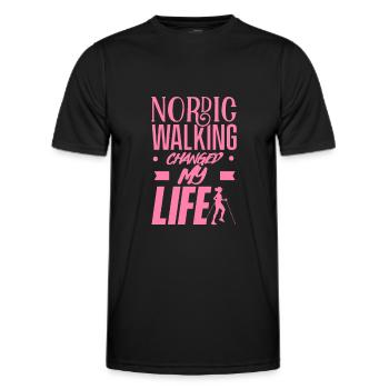 Nordic Walking Walking Hiking Nordic Walk Mama - Men's Functional T-Shirt - black - Front - AI Model Male 178 dark (178cm)