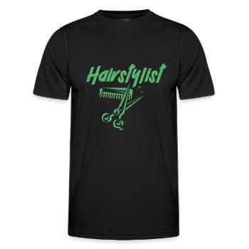Hair salon Hairdresser Hairdresser Hairdresser Hairdressers - Men's Functional T-Shirt - black - Front - AI Model Male 178 dark (178cm)