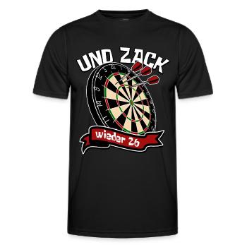 Darts - Und zack - wieder 26 Dart Spieler - Männer Funktions-T-Shirt - Schwarz - Vorne - AI Model Male 178 dark (178cm)