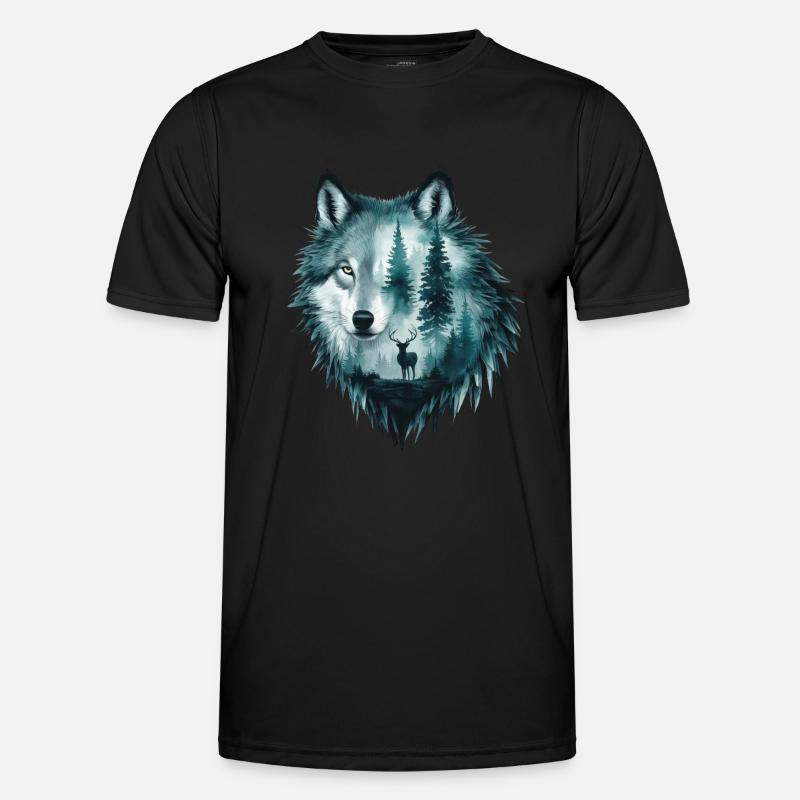 Wolf Head Silhouette Design - Men's Functional T-Shirt - black