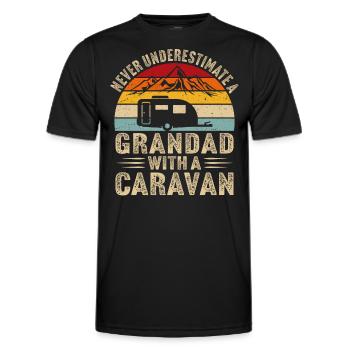 Never underestimate a grandad with a caravan - Men's Functional T-Shirt - black - Front - AI Model Male 178 dark (178cm)