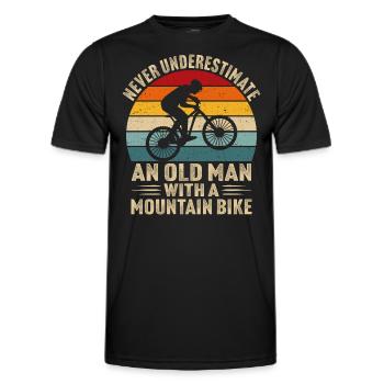 Alter Mann mit Mountainbike - Männer Funktions-T-Shirt - Schwarz - Vorne - AI Model Male 178 dark (178cm)