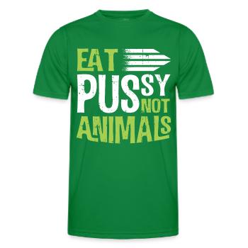 Vegetarian Eat Pussy and No Meat Funny - Men's Functional T-Shirt - kelly green - Front - AI Model Male 178 dark (178cm)