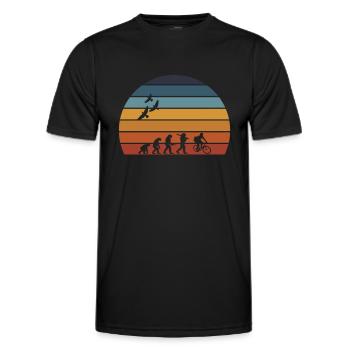 Retro Vintage Sonnenuntergang Evolution RADFAHREN - Männer Funktions-T-Shirt - Schwarz - Vorne - AI Model Male 178 dark (178cm)