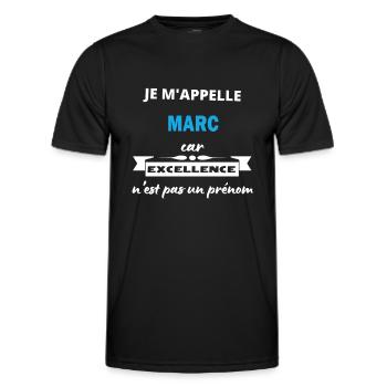 Je m'appelle excellence Marc - T-shirt sport Homme - noir - Devant - AI Model Male 178 dark (178cm)