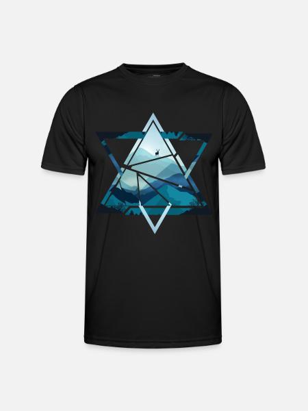 Triangle mountains with deer - Men's Functional T-Shirt - black