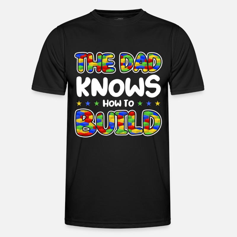 Papa Klemmbaustein Baustein - Männer Funktions-T-Shirt - Schwarz