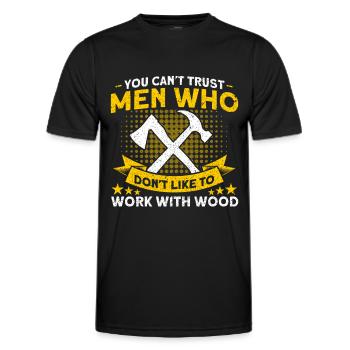 Working with wood carpenter - Men's Functional T-Shirt - black - Front - AI Model Male 178 dark (178cm)
