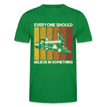 Modellbahn Zug Lokomotiven Geschenk - Männer Funktions-T-Shirt - Kelly Green - Vorne - AI Model Male 178 dark (178cm)