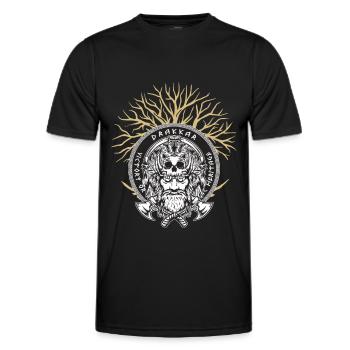 Viking Valhalla Guerrier Nordique Axe Yggdrasil - T-shirt sport Homme - noir - Devant - AI Model Male 178 dark (178cm)