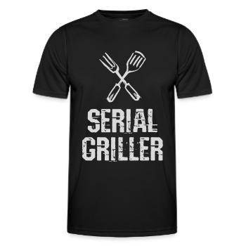 Seriengriller BBQ Grillprofi Grillbesteck - Männer Funktions-T-Shirt - Schwarz - Vorne - AI Model Male 178 dark (178cm)