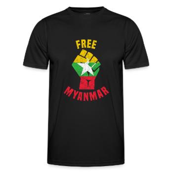 Myanmar - Fist - Free Myanmar - Men's Functional T-Shirt - black - Front - AI Model Male 178 dark (178cm)