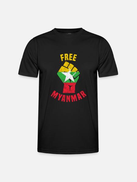 Myanmar - Fist - Free Myanmar - Men's Functional T-Shirt - black