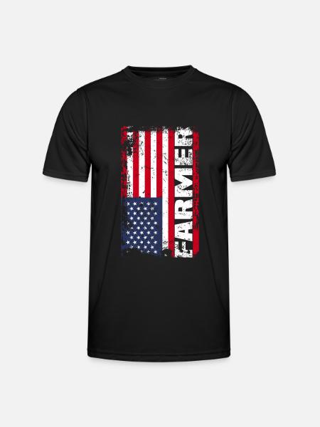 USA Flag - Farmer - Men's Functional T-Shirt - black