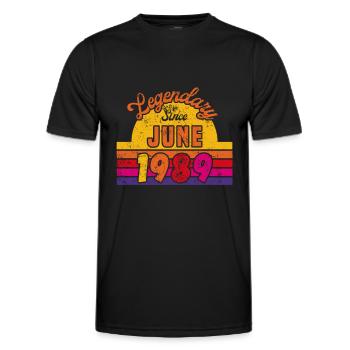 June 1989 - Birthday in June - Men's Functional T-Shirt - black - Front - AI Model Male 178 dark (178cm)