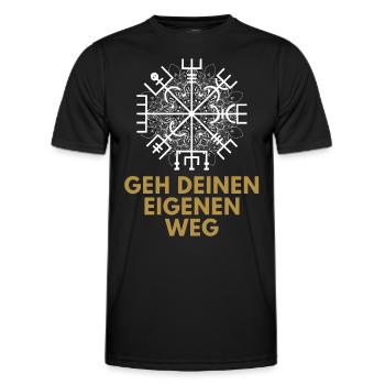 Wegweiser RUNEN VEGVISIR - Männer Funktions-T-Shirt - Schwarz - Vorne - AI Model Male 178 dark (178cm)