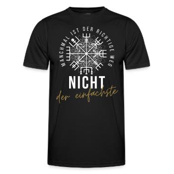 Wegweiser RUNEN VEGVISIR - Männer Funktions-T-Shirt - Schwarz - Vorne - AI Model Male 178 dark (178cm)