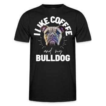Bulldog J’AIME LE CAFÉ ET MON Bulldog Bulldogs - T-shirt sport Homme - noir - Devant - AI Model Male 178 dark (178cm)