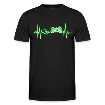 Herzschlag Motorrad - Männer Funktions-T-Shirt - Schwarz - Vorne - AI Model Male 178 dark (178cm)