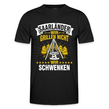 Saarländer Schwenken Saarland Schwenkgrill - Männer Funktions-T-Shirt - Schwarz - Vorne - AI Model Male 178 dark (178cm)