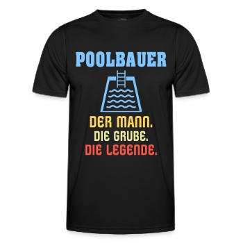 Pool Sprüche Poolbauer Poolbecken Gartenpool - Männer Funktions-T-Shirt - Schwarz - Vorne - AI Model Male 178 dark (178cm)