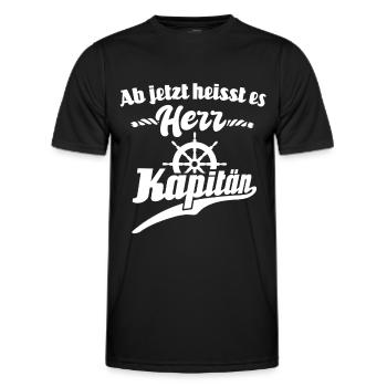 Kapitän Sprüche Boot Schiff Käptn - Männer Funktions-T-Shirt - Schwarz - Vorne - AI Model Male 178 dark (178cm)