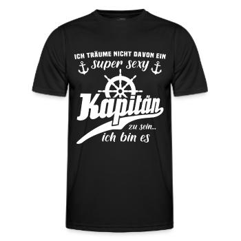 Kapitän Sprüche Boot Schiff Käptn - Männer Funktions-T-Shirt - Schwarz - Vorne - AI Model Male 178 dark (178cm)