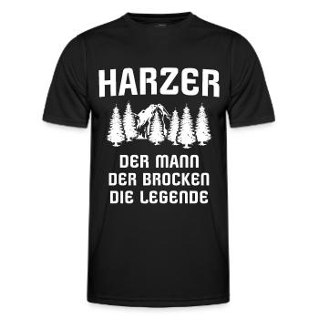 Harzer Brocken Harz - Männer Funktions-T-Shirt - Schwarz - Vorne - AI Model Male 178 dark (178cm)