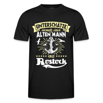 Rostock Sprüche Rostocker - Männer Funktions-T-Shirt - Schwarz - Vorne - AI Model Male 178 dark (178cm)