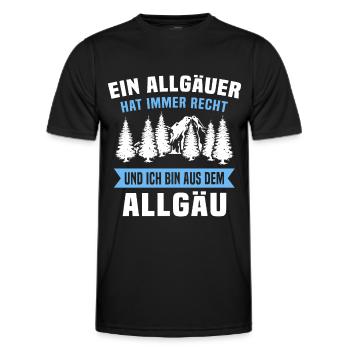 Allgäu Sprüche Allgäuer - Männer Funktions-T-Shirt - Schwarz - Vorne - AI Model Male 178 dark (178cm)