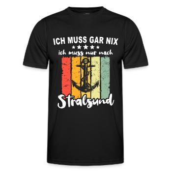 Urlaub Stralsund Sprüche - Männer Funktions-T-Shirt - Schwarz - Vorne - AI Model Male 178 dark (178cm)