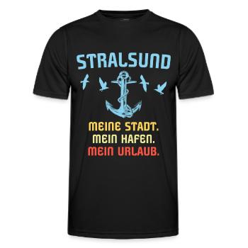 Urlaub Stralsund Sprüche - Männer Funktions-T-Shirt - Schwarz - Vorne - AI Model Male 178 dark (178cm)