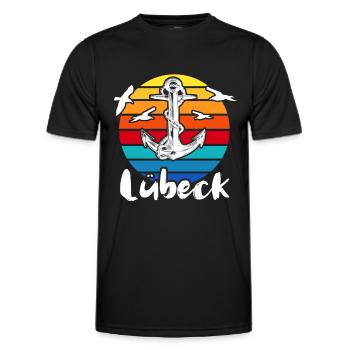 Lübeck Sprüche Hansestadt Luebeck - Männer Funktions-T-Shirt - Schwarz - Vorne - AI Model Male 178 dark (178cm)