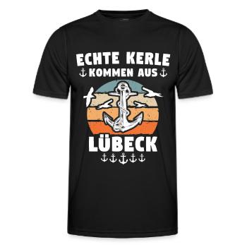 Lübeck Sprüche Hansestadt Luebeck - Männer Funktions-T-Shirt - Schwarz - Vorne - AI Model Male 178 dark (178cm)