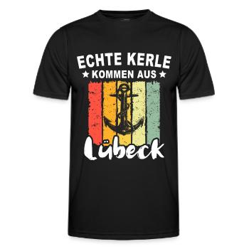 Lübeck Sprüche Hansestadt Luebeck - Männer Funktions-T-Shirt - Schwarz - Vorne - AI Model Male 178 dark (178cm)