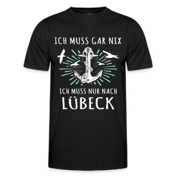 Lübeck Sprüche Hansestadt Luebeck - Männer Funktions-T-Shirt - Schwarz - Vorne - AI Model Male 178 dark (178cm)