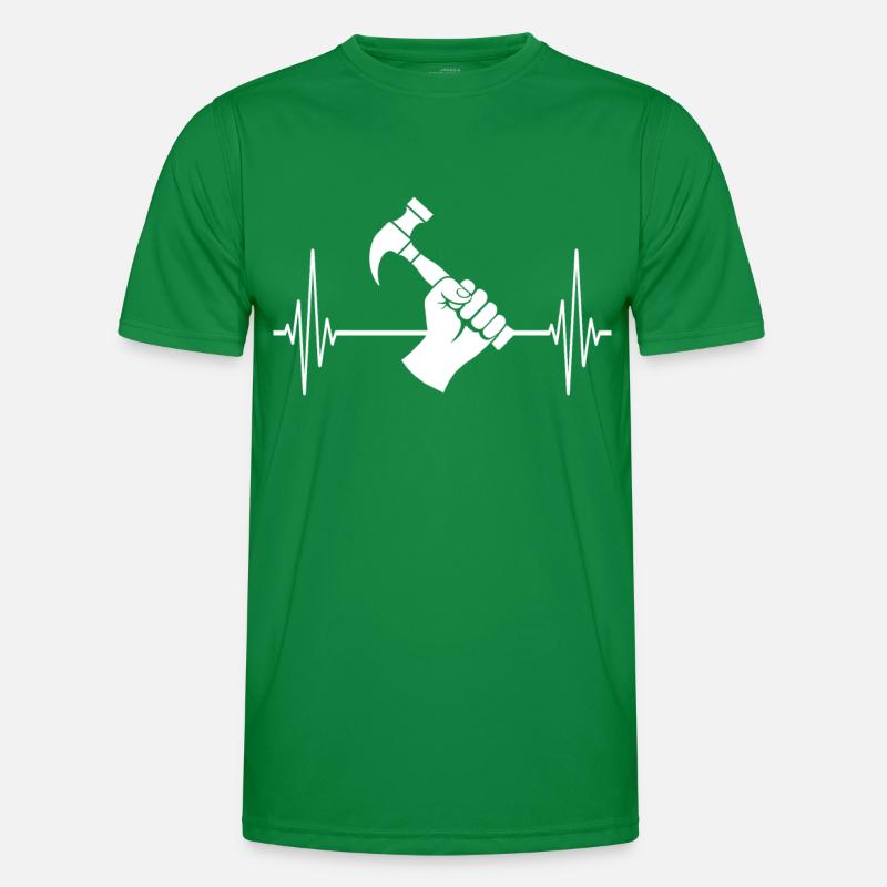 Dachdecker EKG Dachdecken Herzlinie Männer Funktions-T-Shirt